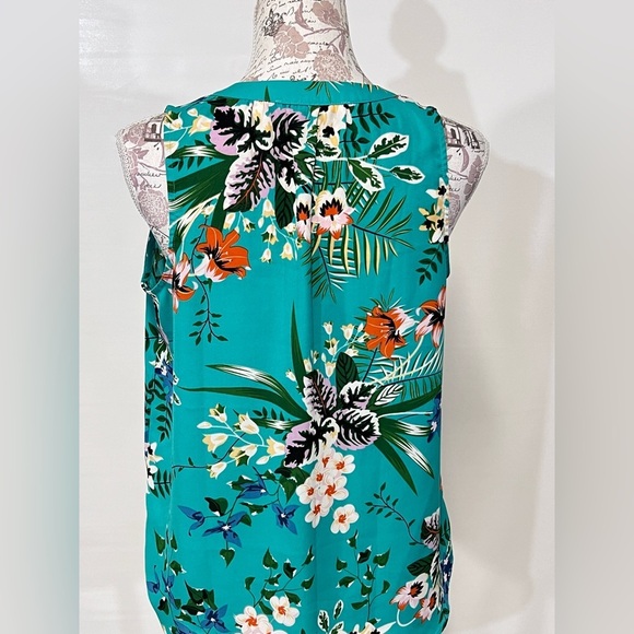 VIOLET & CLAIRE Teal floral sleeveless blouse size M. - Picture 4 of 11